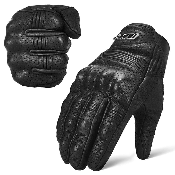  IINBIKE Winter Goat Skin Leather Motorcycle Gloves，Waterproof  Windproof Cold Weather Thermal Black&Grey Medium : Automotive