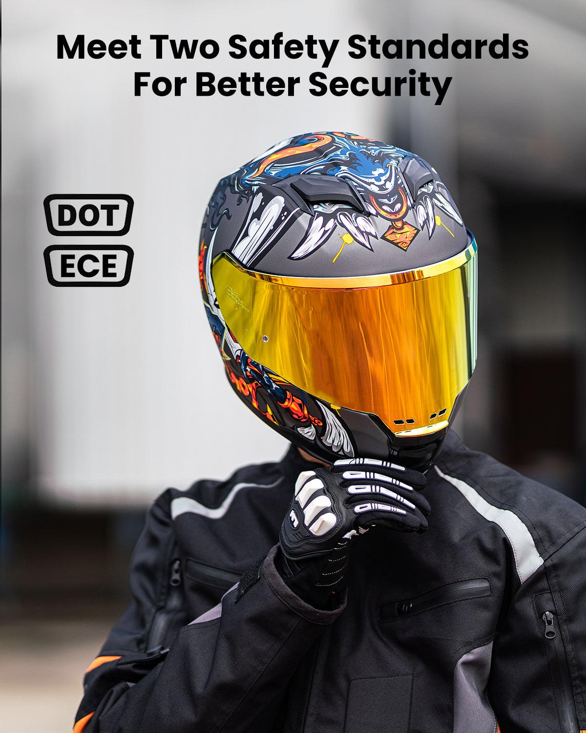 ILM Full Face Motorcycle Helmet Lightweight Fiberglass DOT ECE Model MF522P - ILM