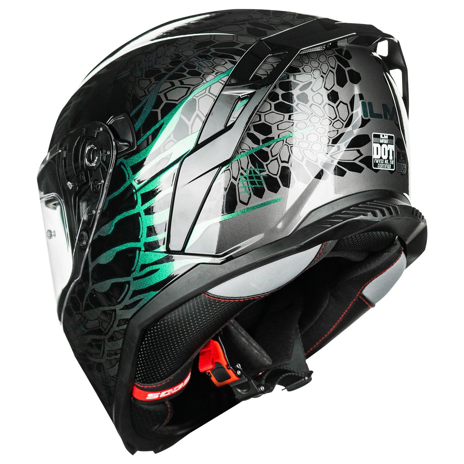 ILM Motorcycle Full Face Street Racing Helmet Model MF567 - ILM