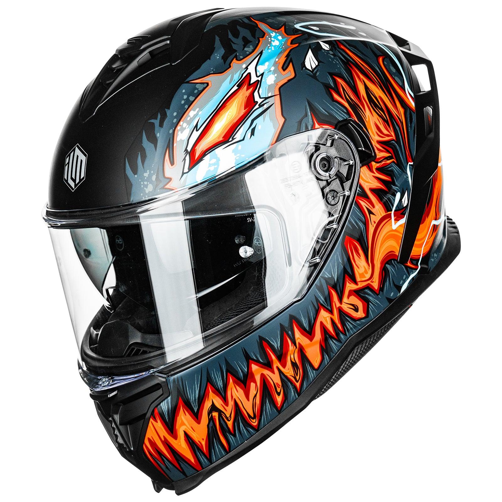 ILM Motorcycle Full Face Street Racing Helmet Model MF567 - ILM