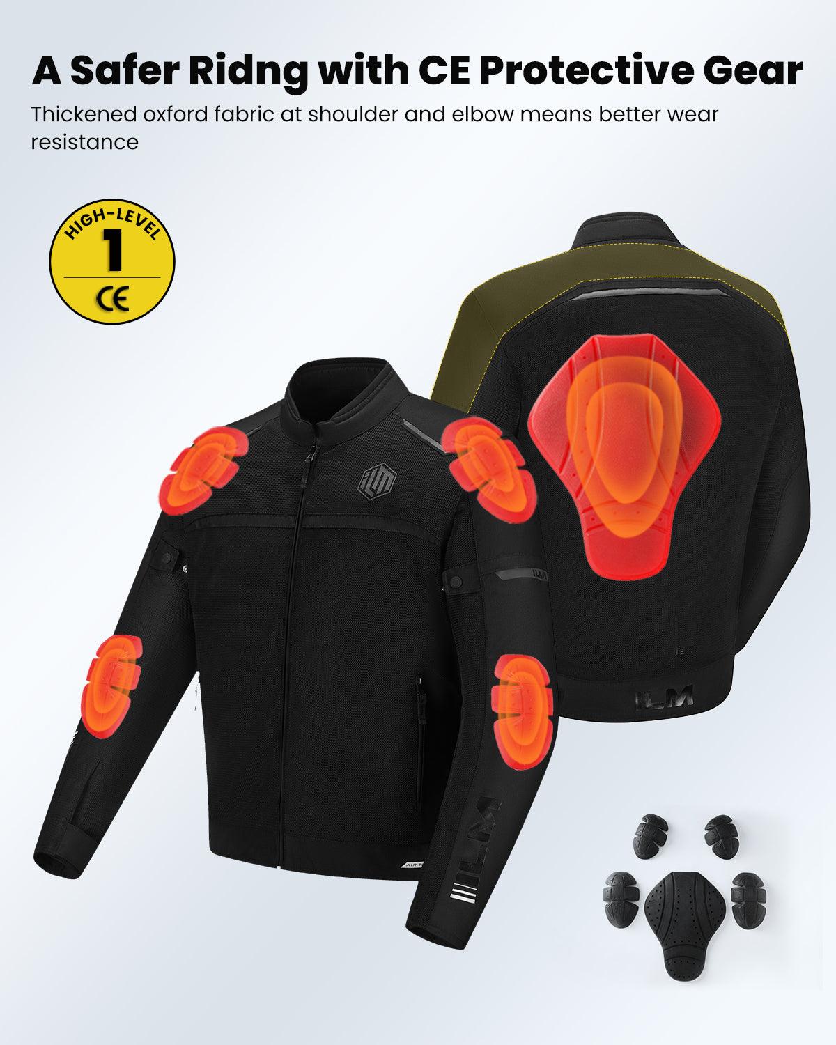ILM Motorcycle Riding Jacket with Mesh CE Armor Dual Sport Protective Model JAM1 - ILM