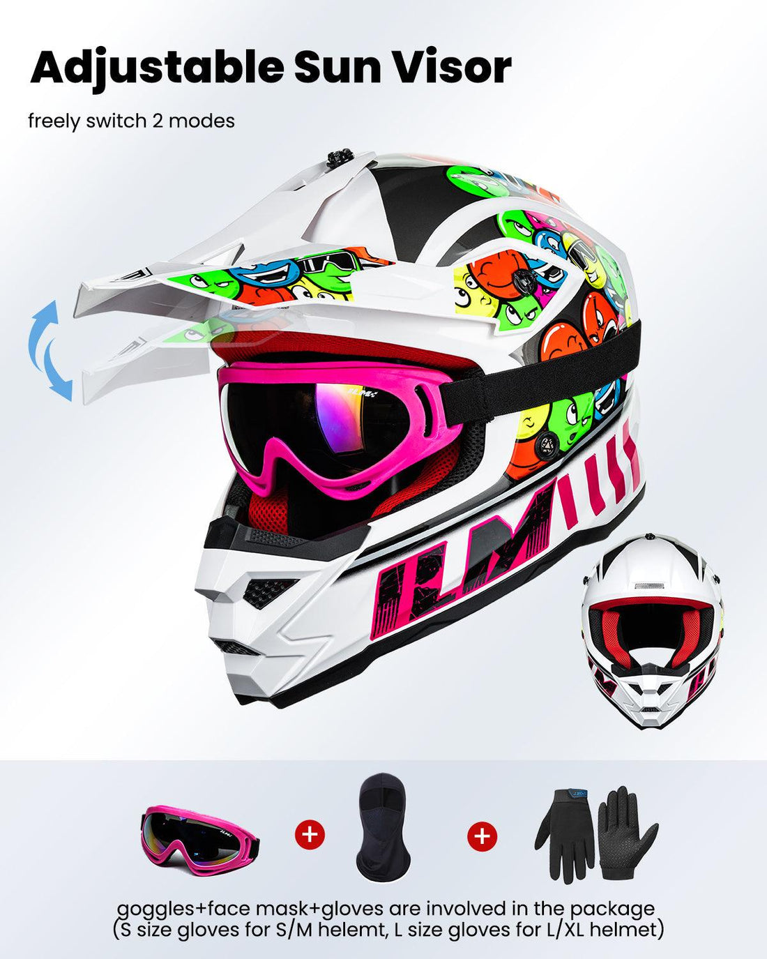 Youth Kids Motocross Helmet Child DOT ATV UTV MX OffRoad Goggles+Gloves 6  Colors