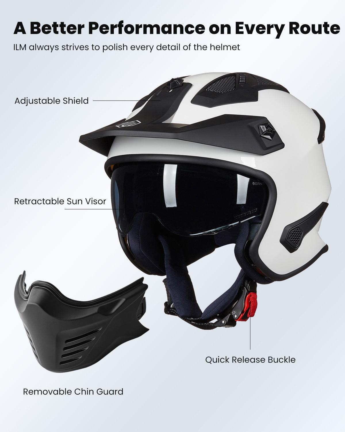 ILM Open Face Motorcycle 3/4 Half Helmet Model 726X - ILM