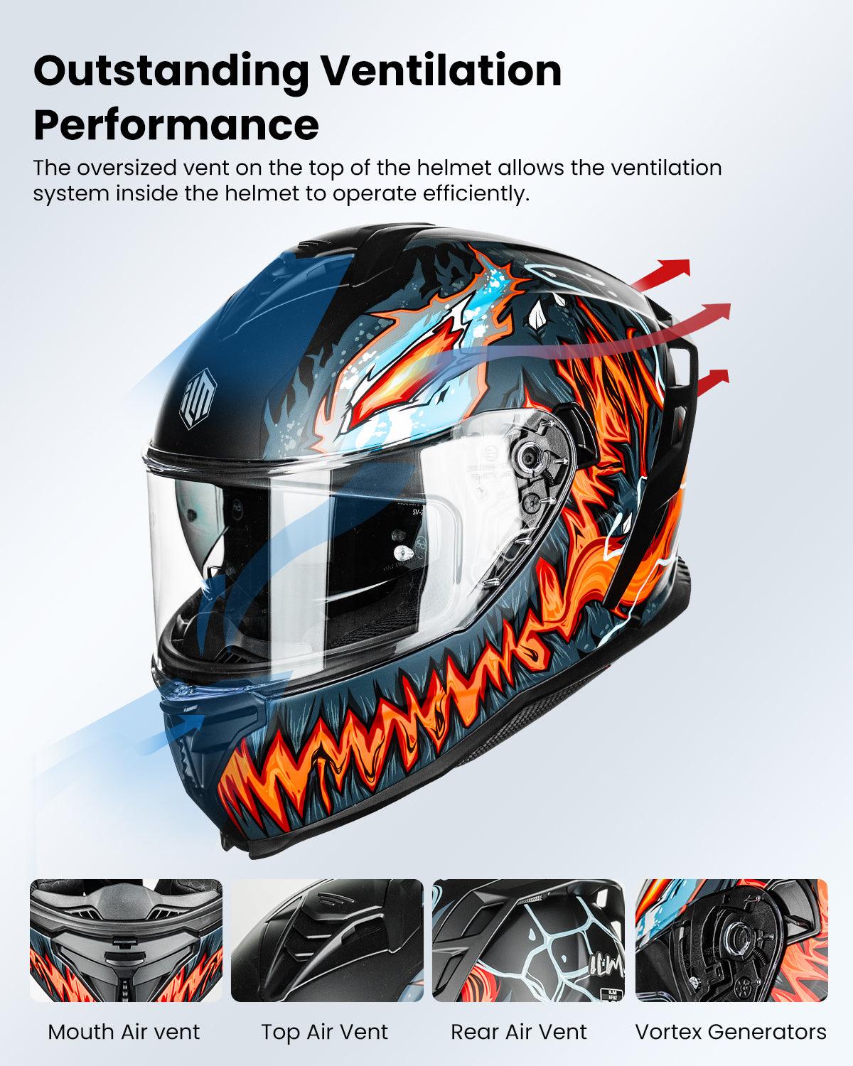 ILM Motorcycle Full Face Street Racing Helmet Model MF567 - ILM