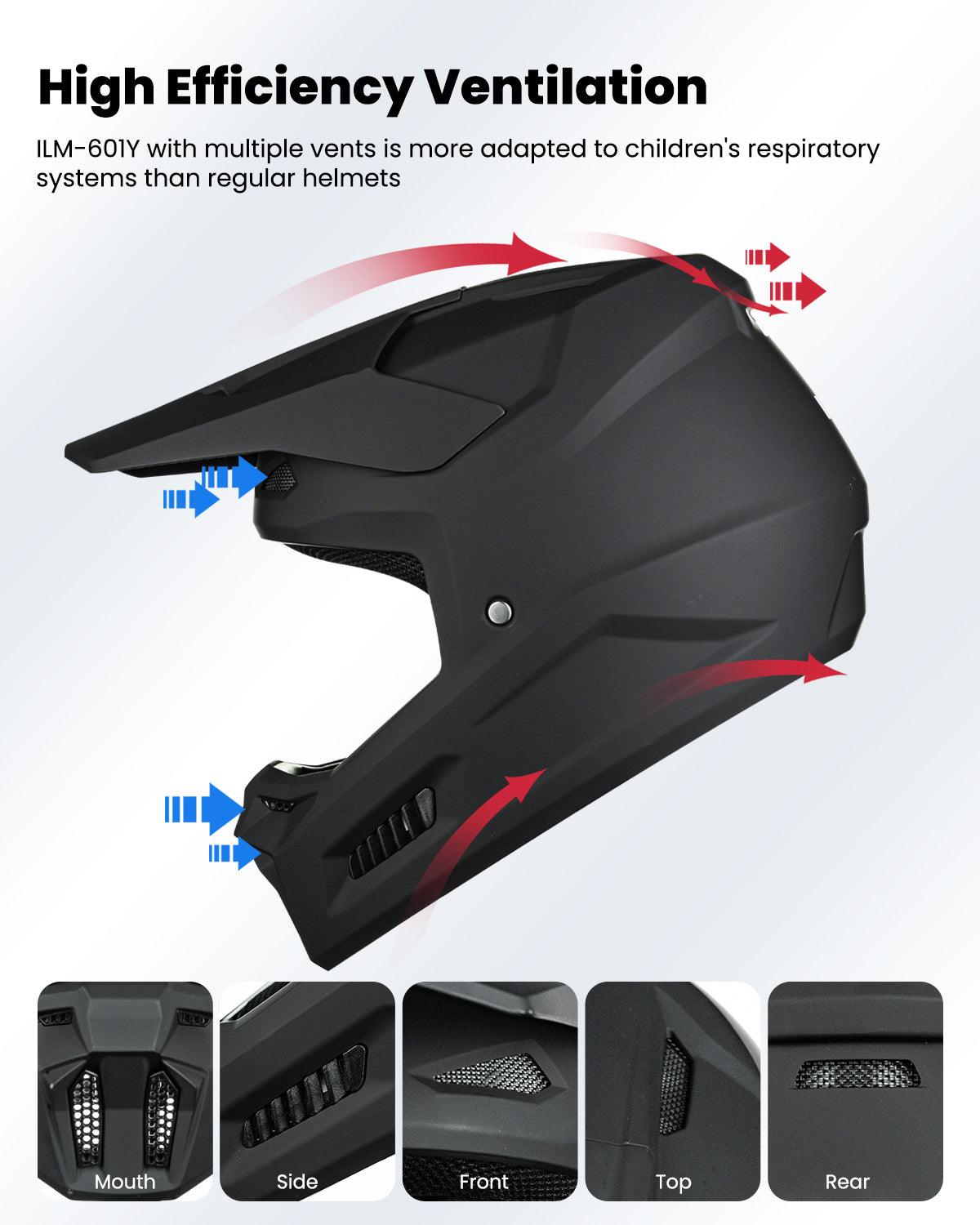 ILM Youth Dirt Bike Helmets Kids ATV Helmet with Goggles Gloves Mask Model MT601Y - ILM