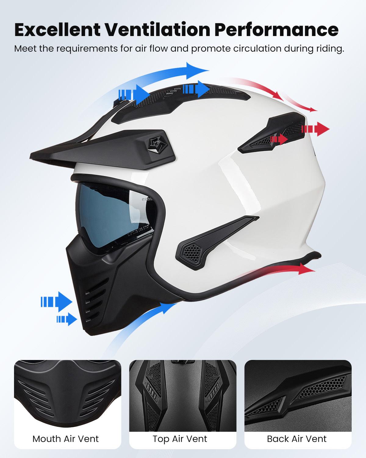 ILM Open Face Motorcycle 3/4 Half Helmet Model 726X - ILM