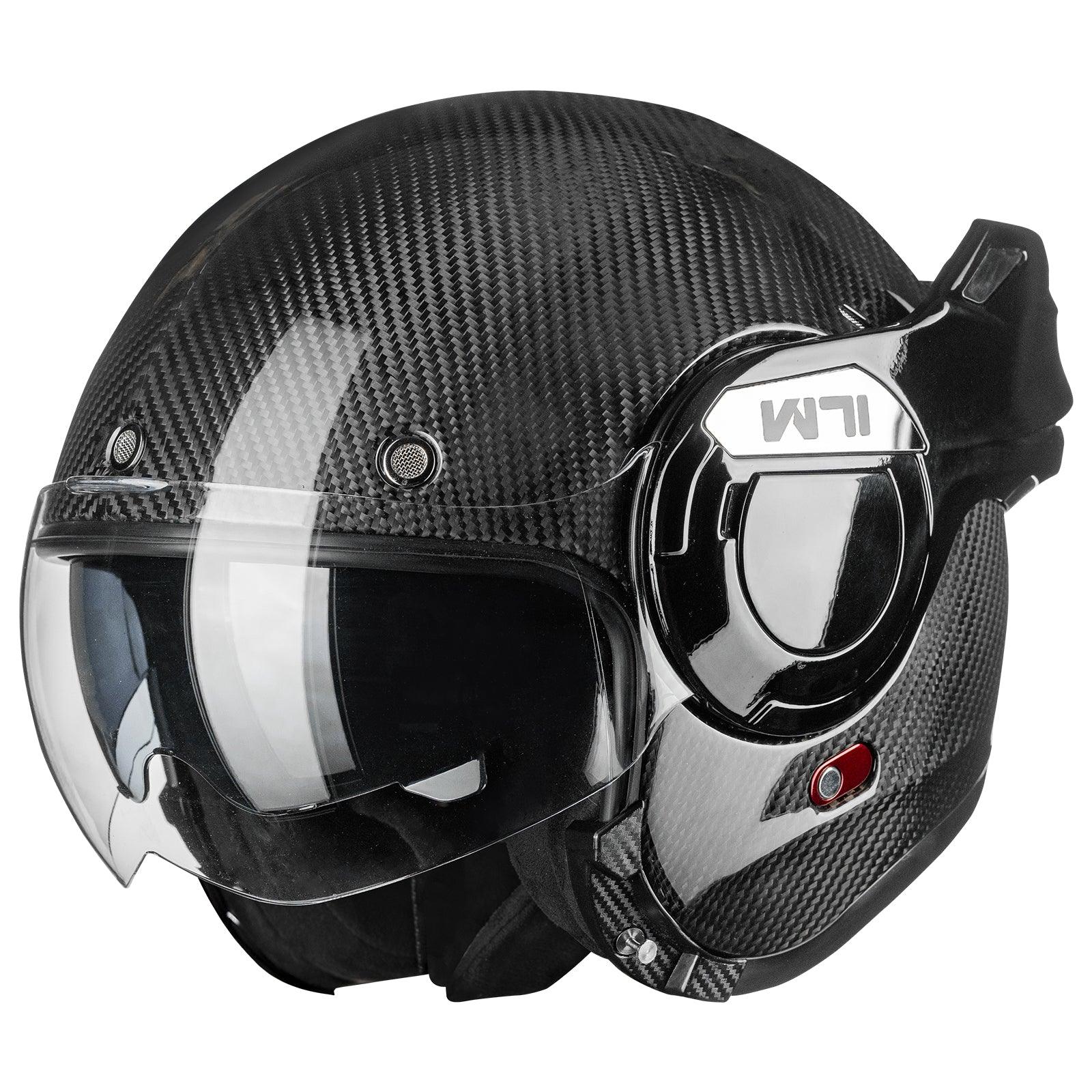 ILM Carbon Fiber Vintage Full Face Modular Motorcycle Helmet Model B707C - ILM