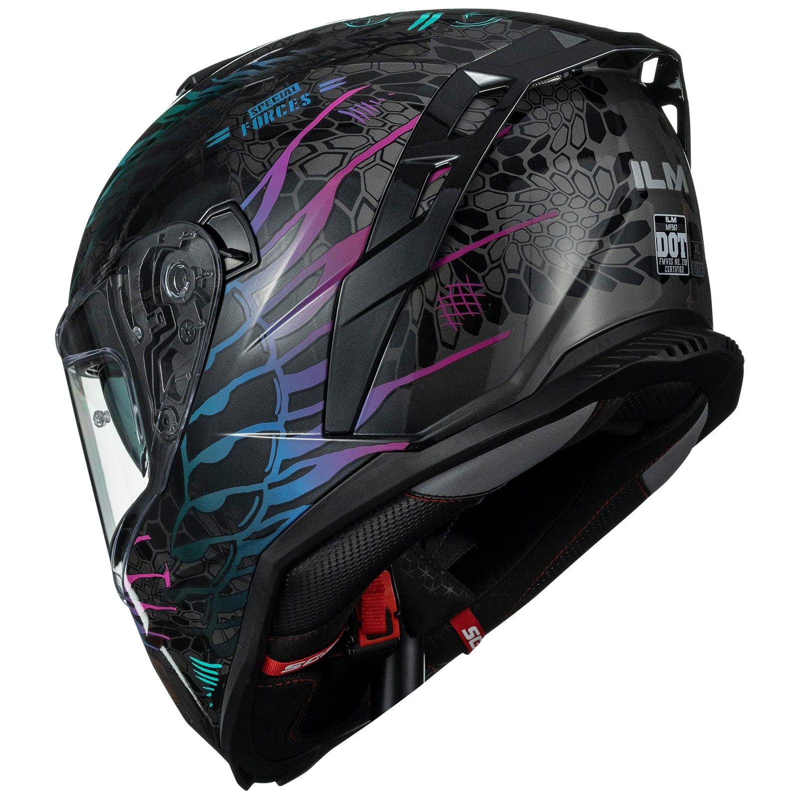 ILM Motorcycle Full Face Street Racing Helmet Model MF567 - ILM