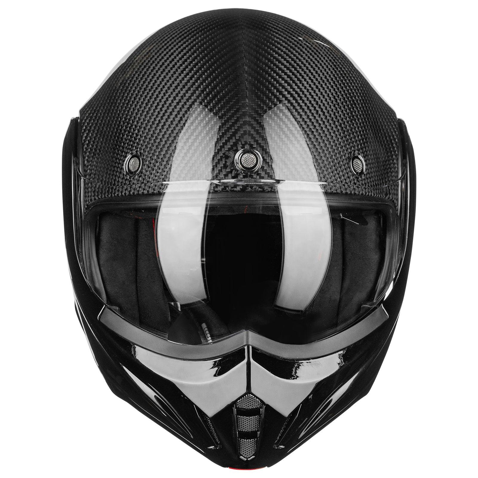 ILM Carbon Fiber Vintage Full Face Modular Motorcycle Helmet Model B707C - ILM