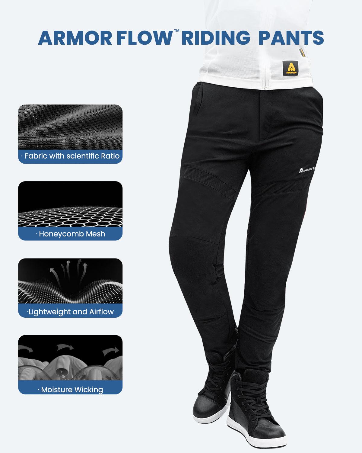 ILM Motorcycle Riding Pants Armor Flow with Pads Summer Lightweight Mesh Pants Model AFP01 - ILM