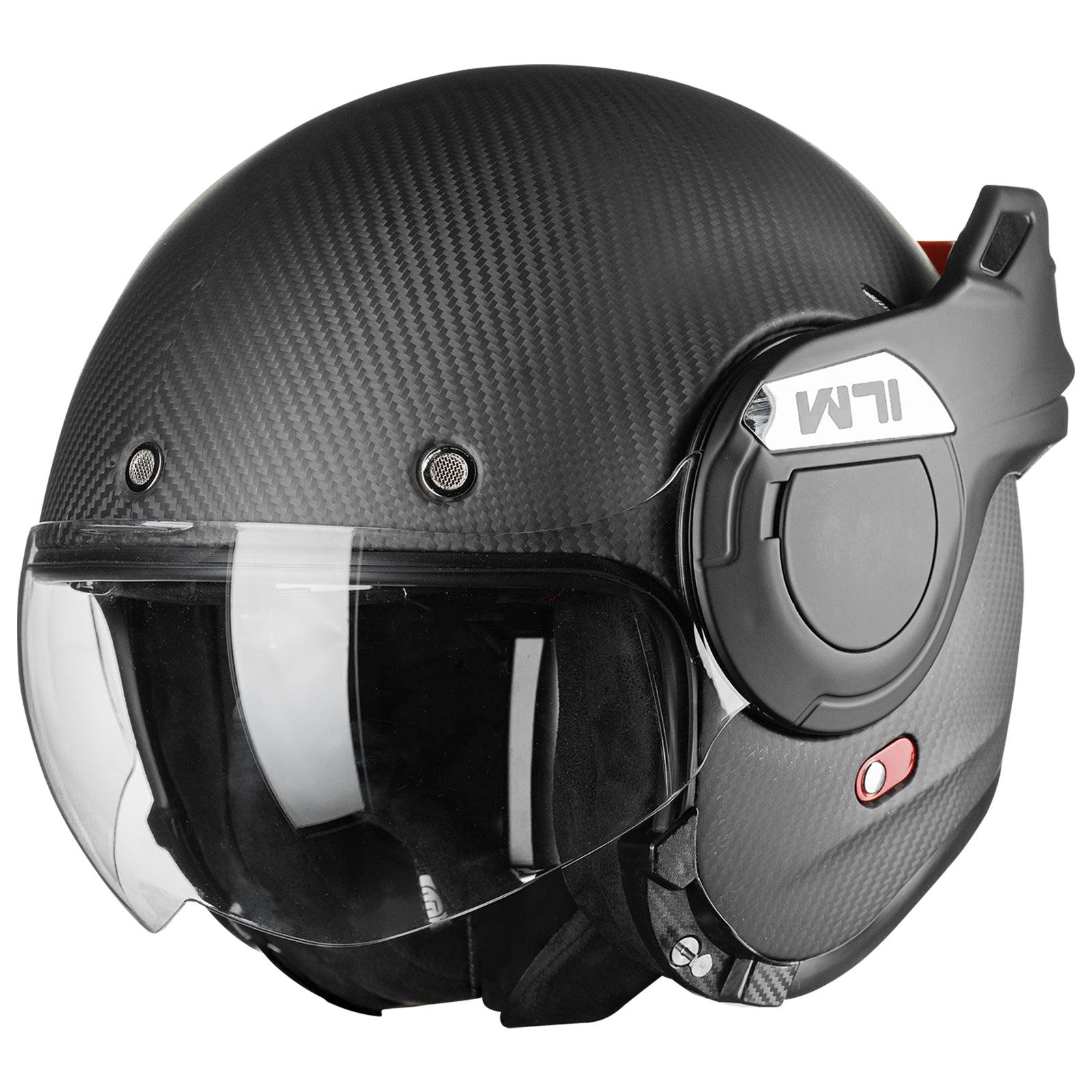 ILM Carbon Fiber Vintage Full Face Modular Motorcycle Helmet Model B707C - ILM