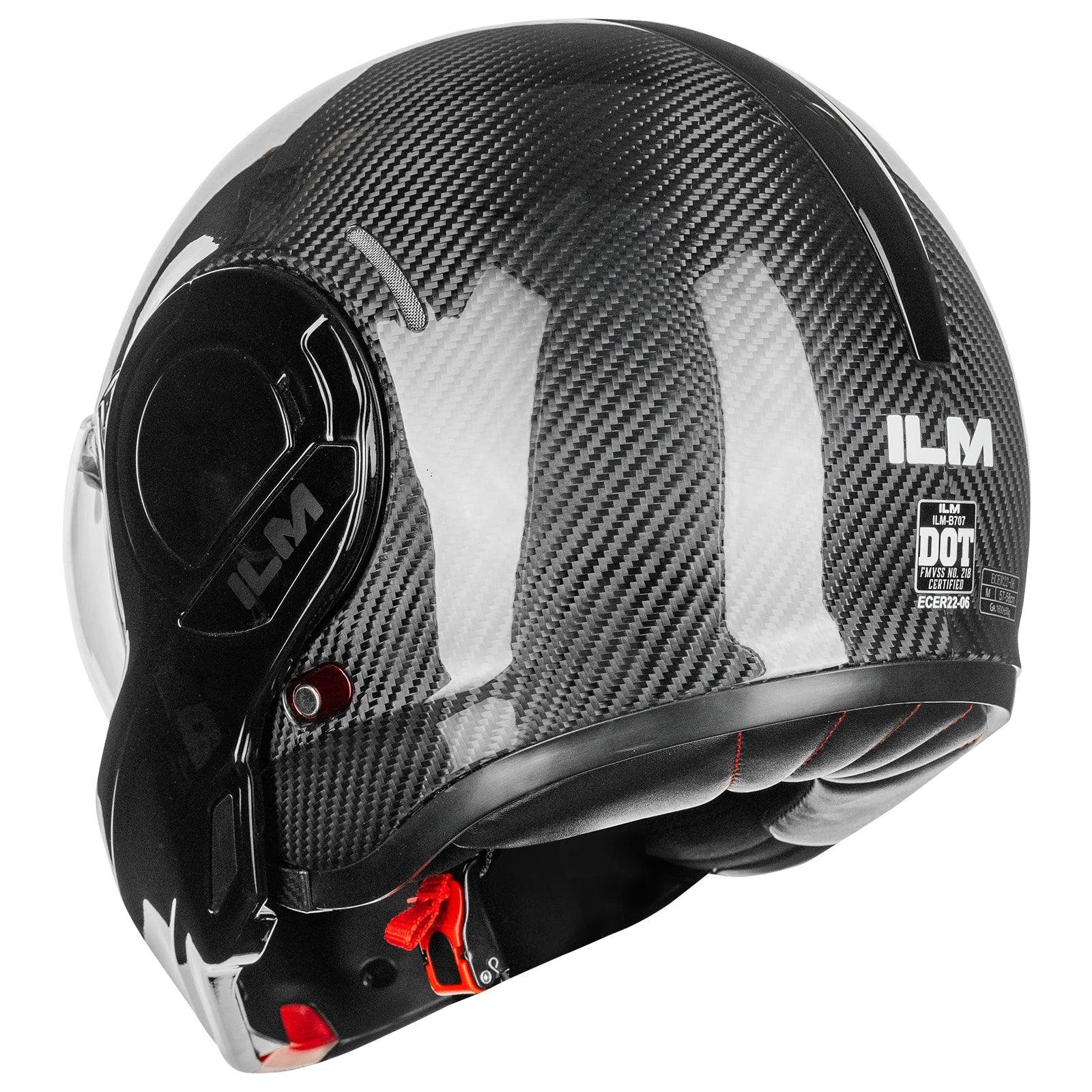ILM Carbon Fiber Vintage Full Face Modular Motorcycle Helmet Model B707C - ILM