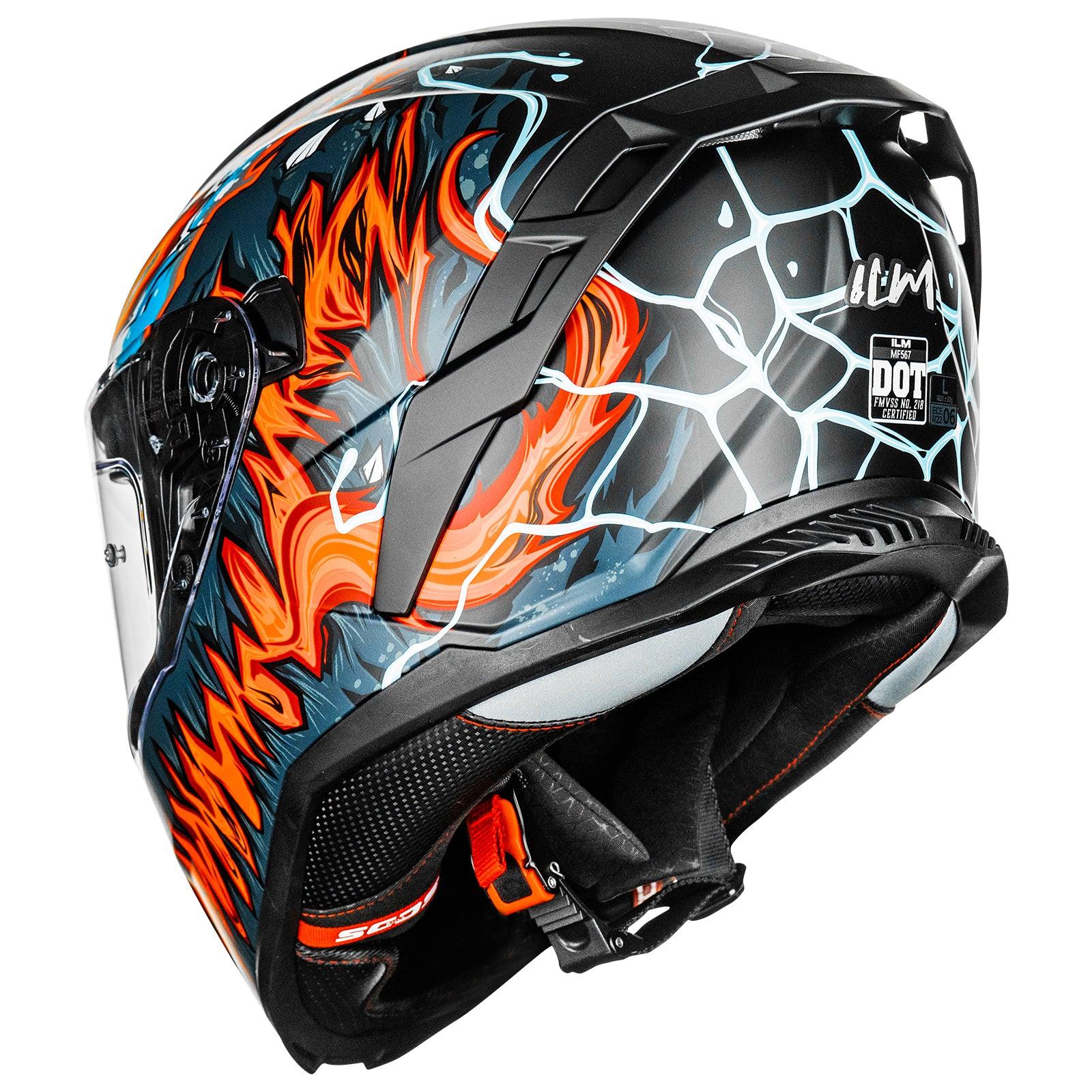ILM Motorcycle Full Face Street Racing Helmet Model MF567 - ILM