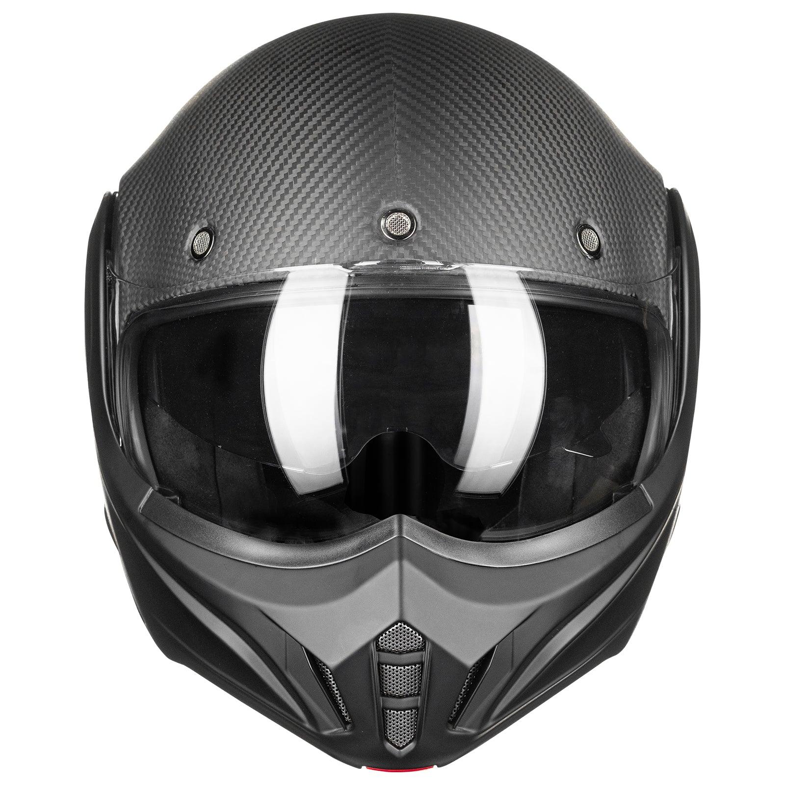 ILM Carbon Fiber Vintage Full Face Modular Motorcycle Helmet Model B707C - ILM