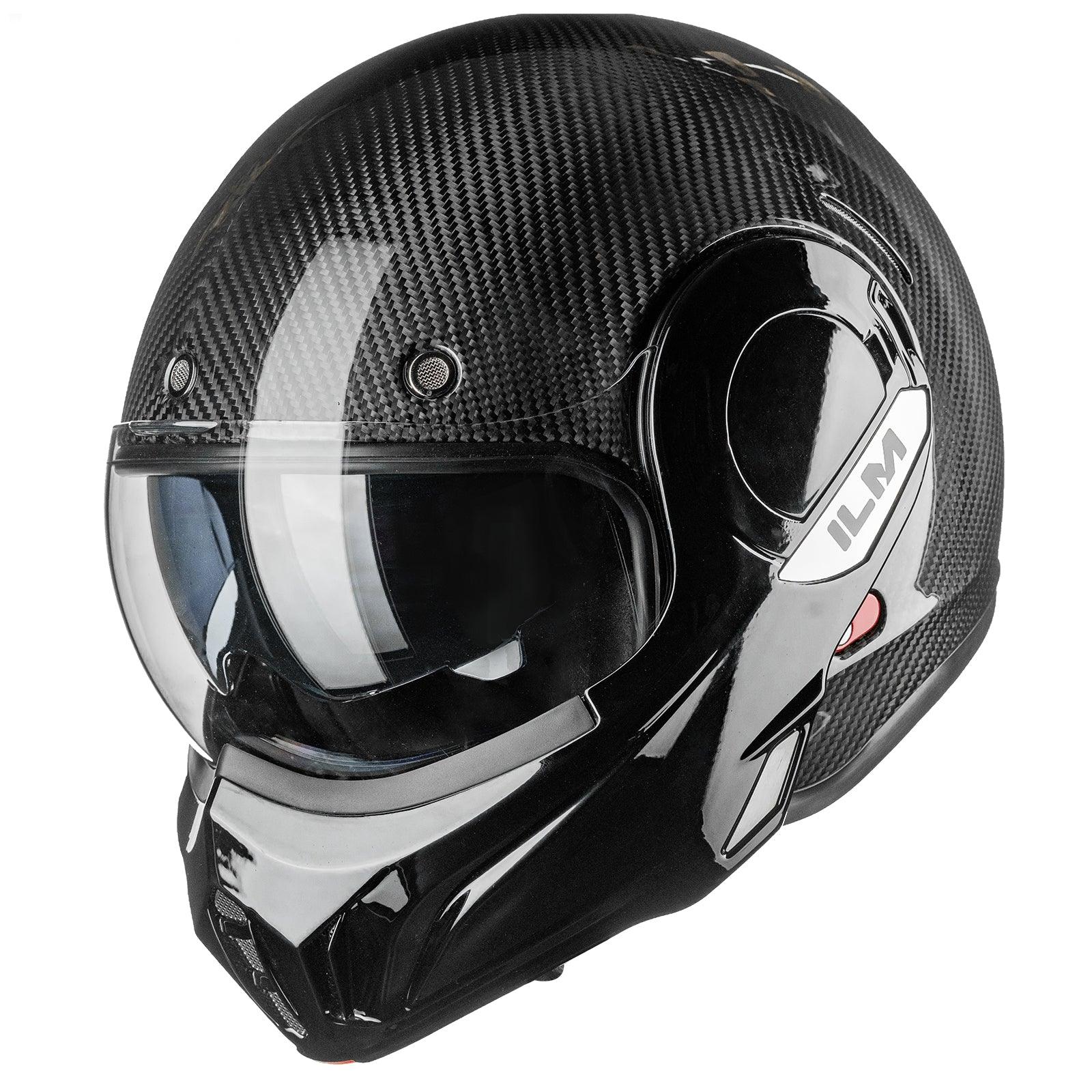 ILM Carbon Fiber Vintage Full Face Modular Motorcycle Helmet Model B707C - ILM