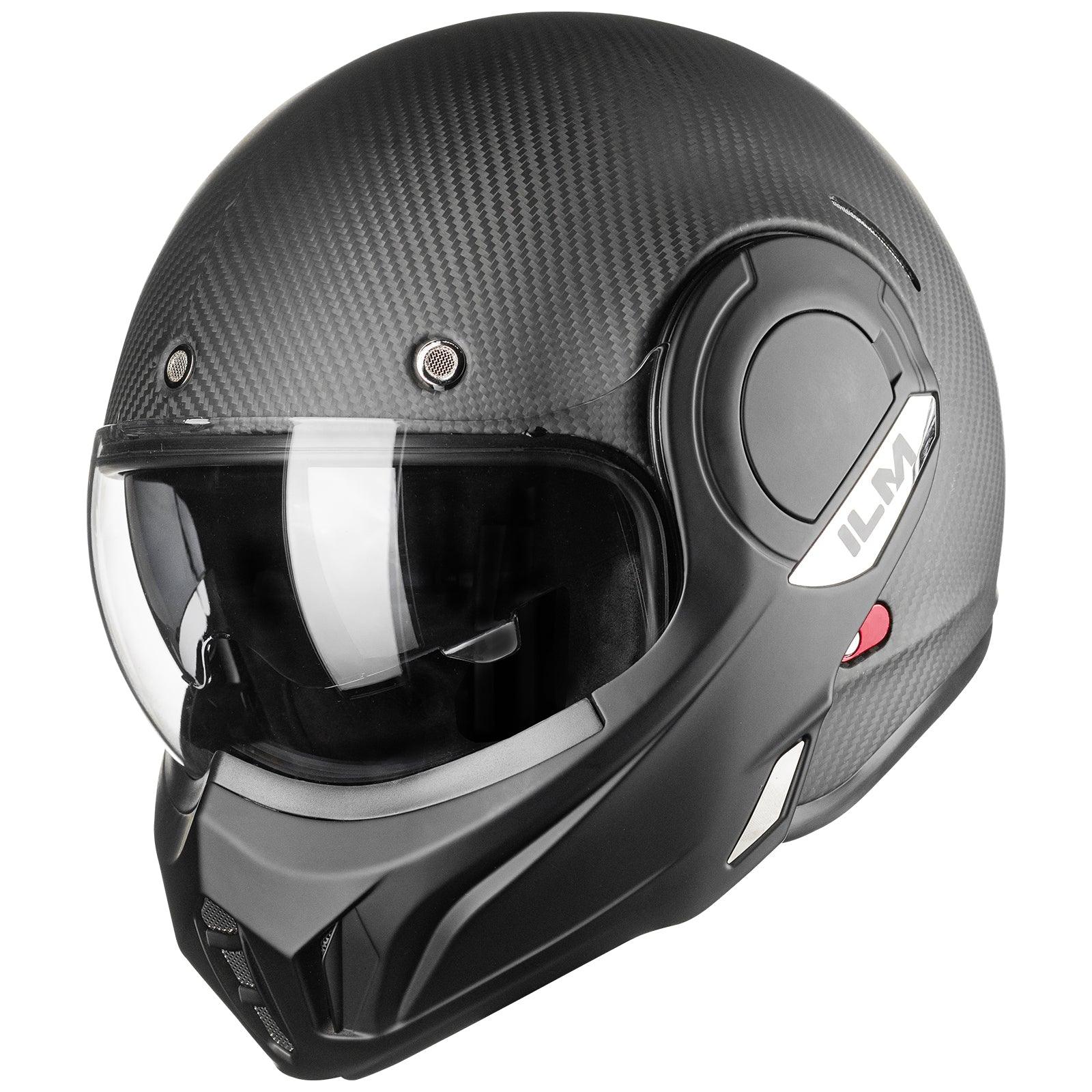 ILM Carbon Fiber Vintage Full Face Modular Motorcycle Helmet Model B707C - ILM
