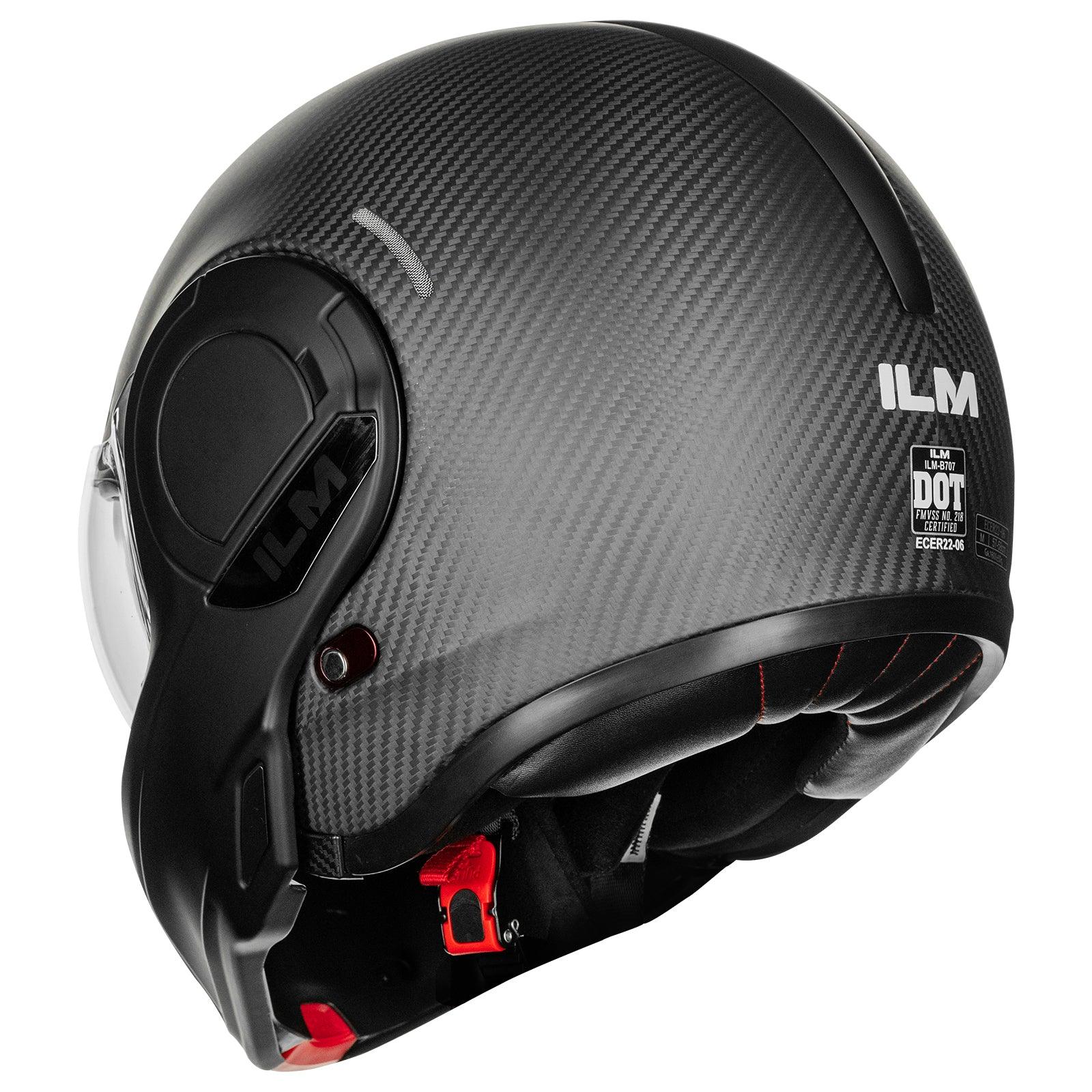 ILM Carbon Fiber Vintage Full Face Modular Motorcycle Helmet Model B707C - ILM