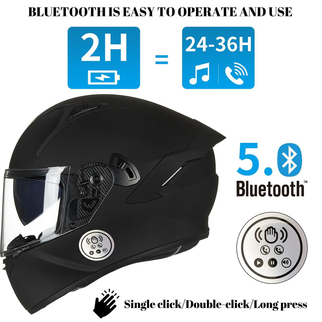 ILM Touch Built-in Bluetooth Integrated Full Face Motorcycle Helmet Mo