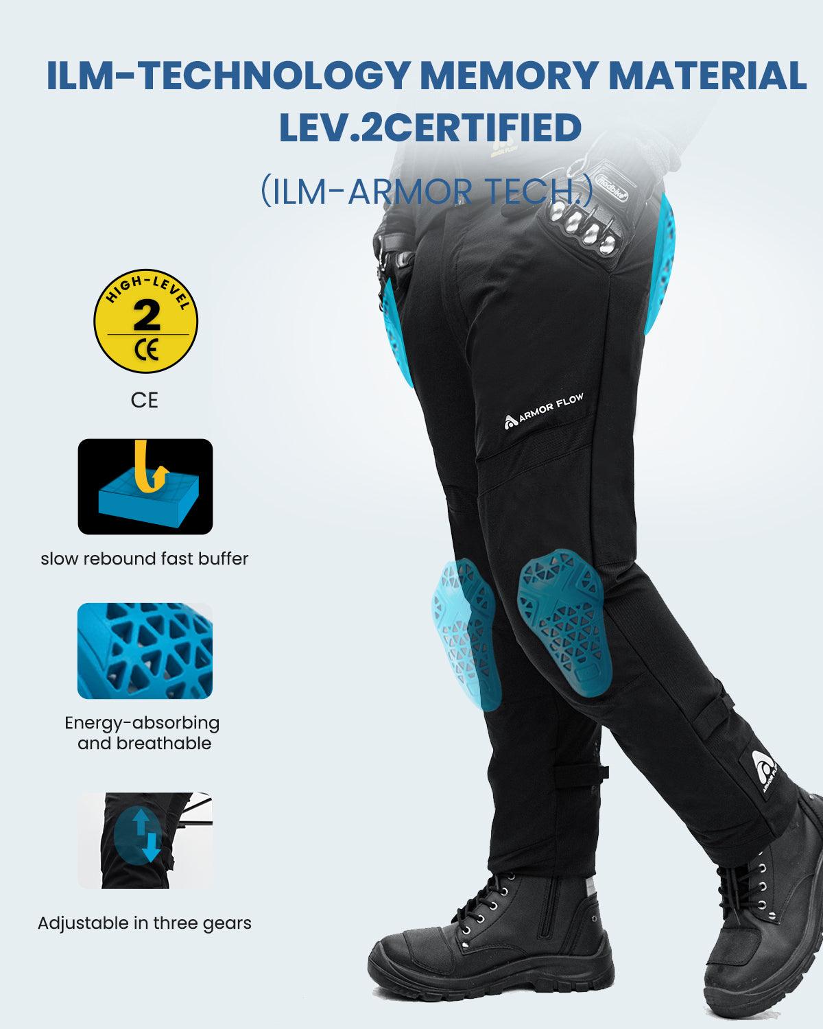 ILM Motorcycle Riding Pants Armor Flow with Pads Summer Lightweight Mesh Pants Model AFP01 - ILM