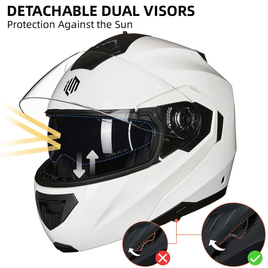 ILM Motorcycle Helmets for Adults Dual Visor Enlarged Air Vents Modular  Full Face Cascos para Motos Men Women DOT Model DP998