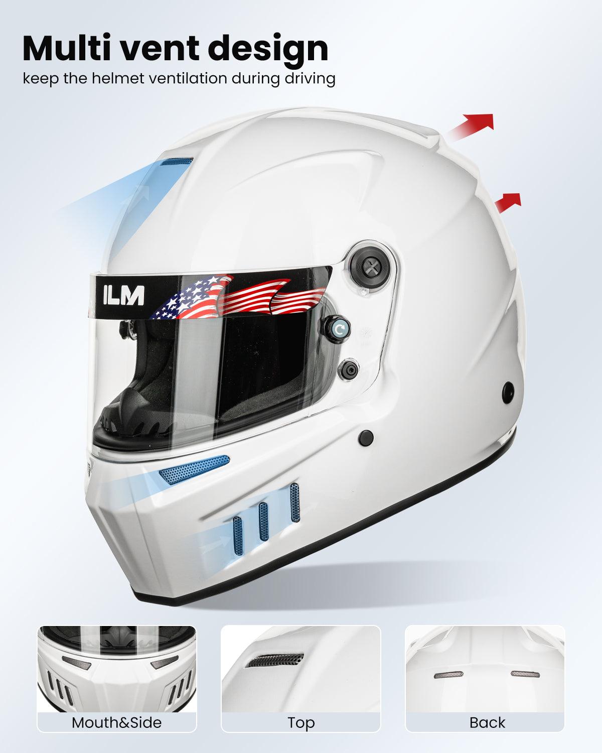 ILM Snell SA2020 Approved Auto Racing Lightweight Fiberglass Full Face Helmets Model 890 - ILM