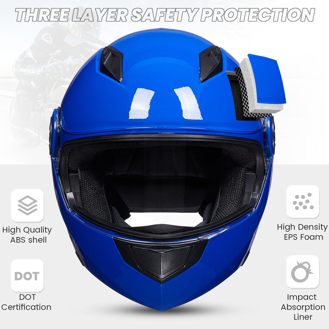 ILM Flip Up Full Face Modular Motorcycle Helmet Model 115