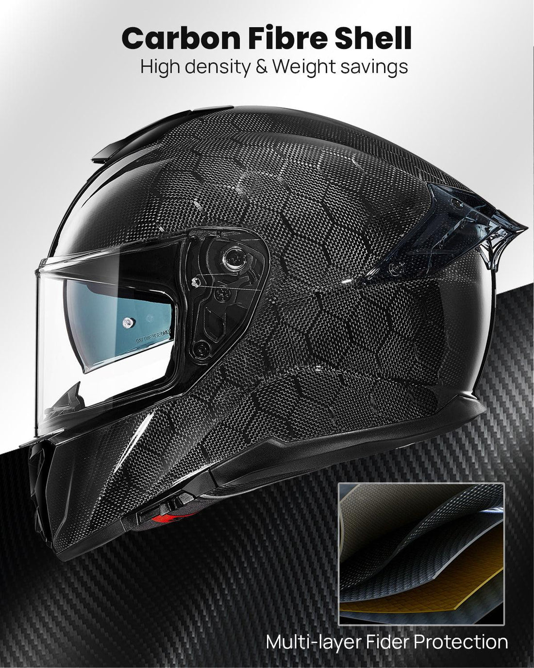 ILM Full Face Motorcycle Carbon Fiber Helmet Model 861C