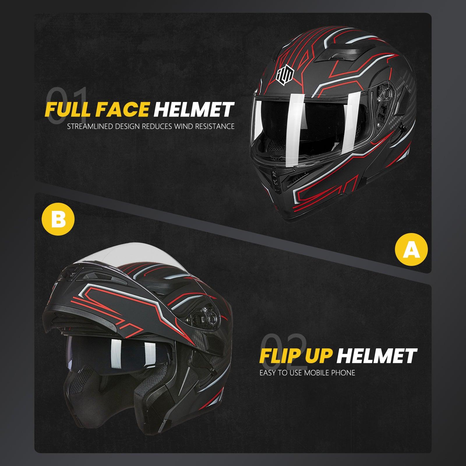 ILM Motorcycle Modular Full Face Helmet Model 902LED - ILM