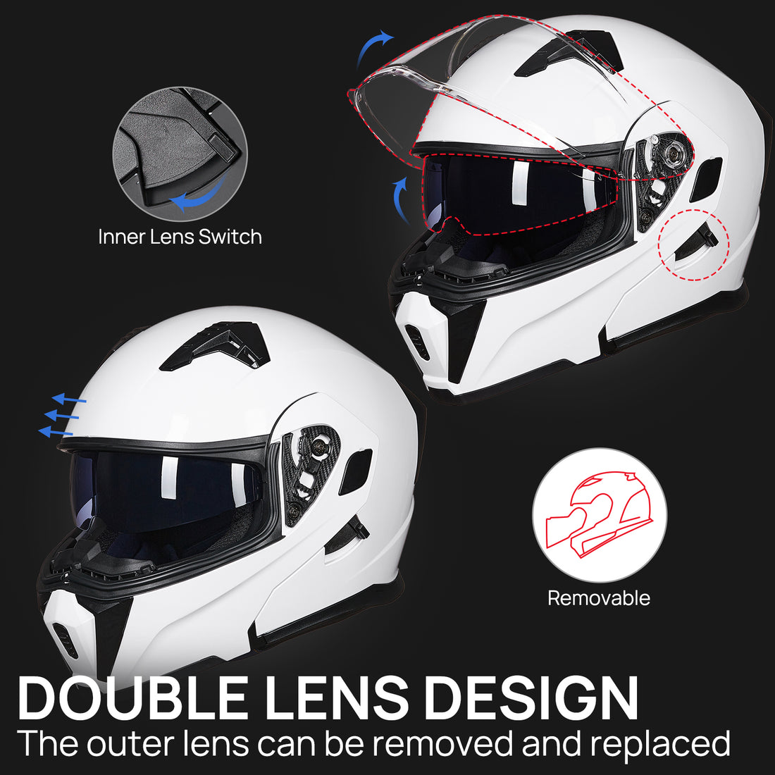 ILM Motorcycle Modular Full Face Helmet Model 906