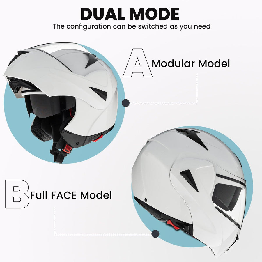 ILM Motorcycle Helmets Modular Dual Visor Flip-up Full Face Helmet Model 808