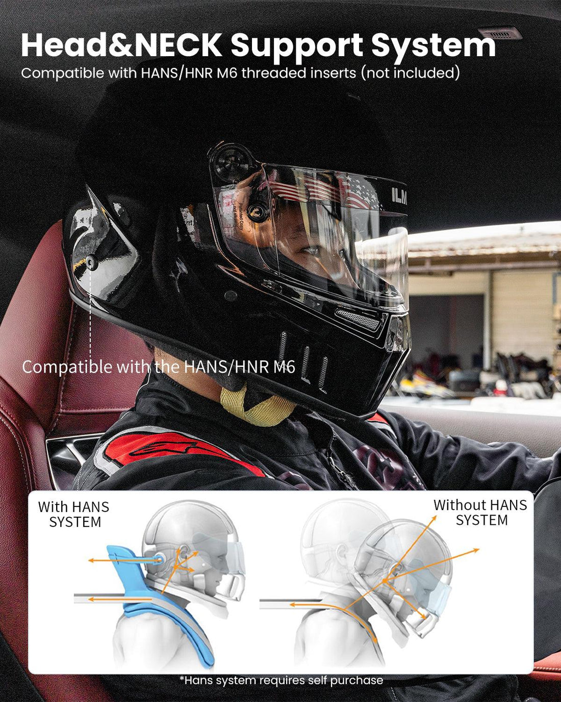 ILM Snell SA2020 Approved Auto Racing Lightweight Fiberglass Full Face Helmets Model 890