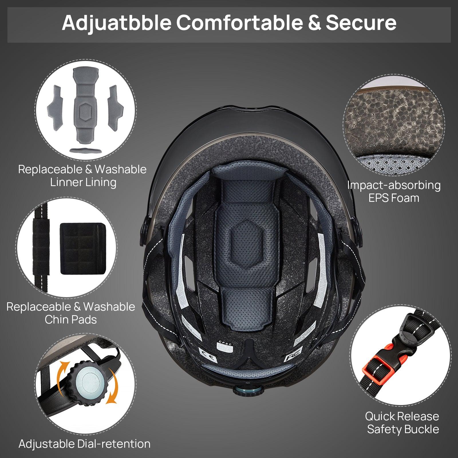 ILM Bike Helmet with USB Rechargeable LED Front and Back Light Model E3-10L - ILM
