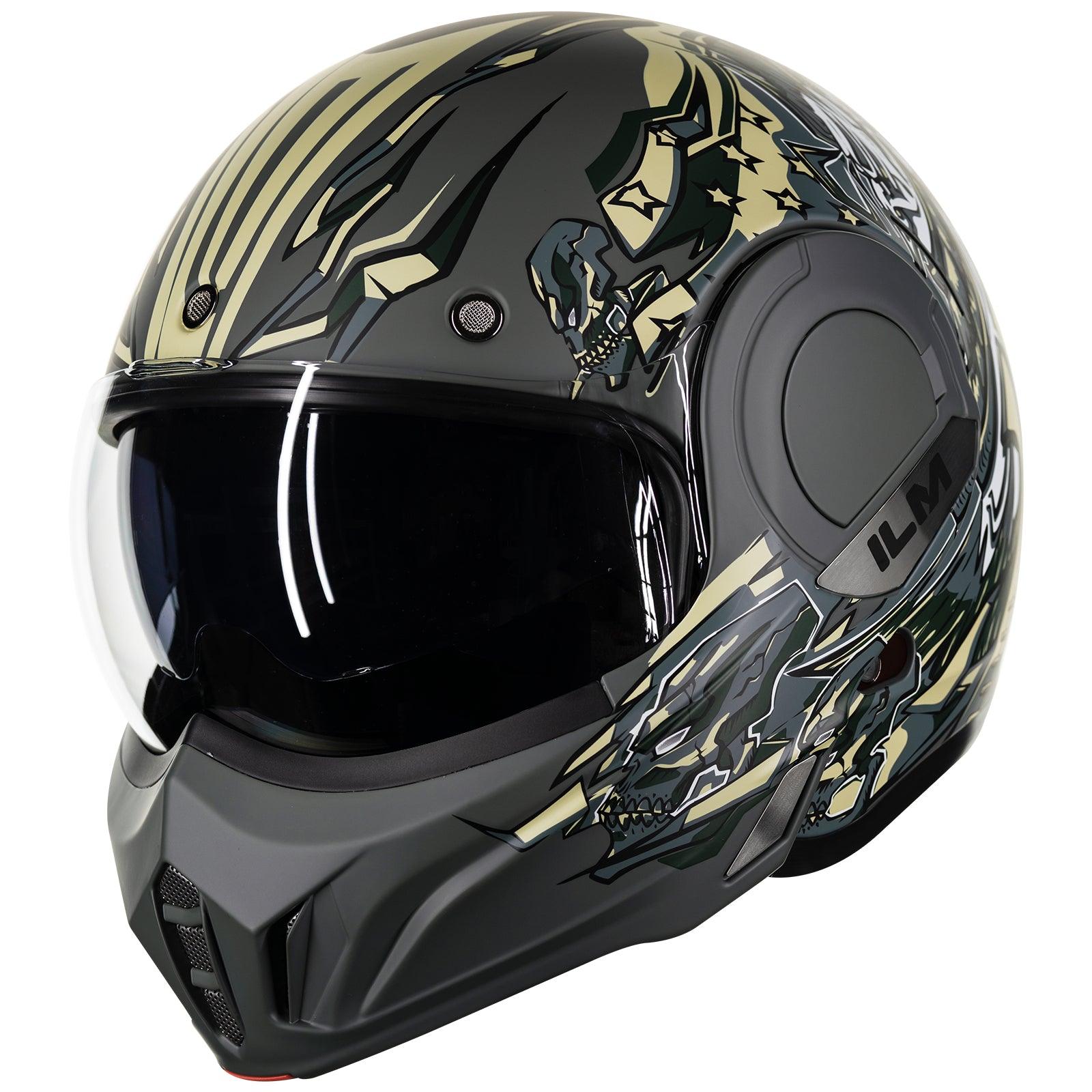 ILM Vintage Full Face Modular Motorcycle Helmet Model B707 - ILM