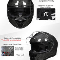 ILM Full Face Motorcycle Carbon Fiber Helmet Model 861C