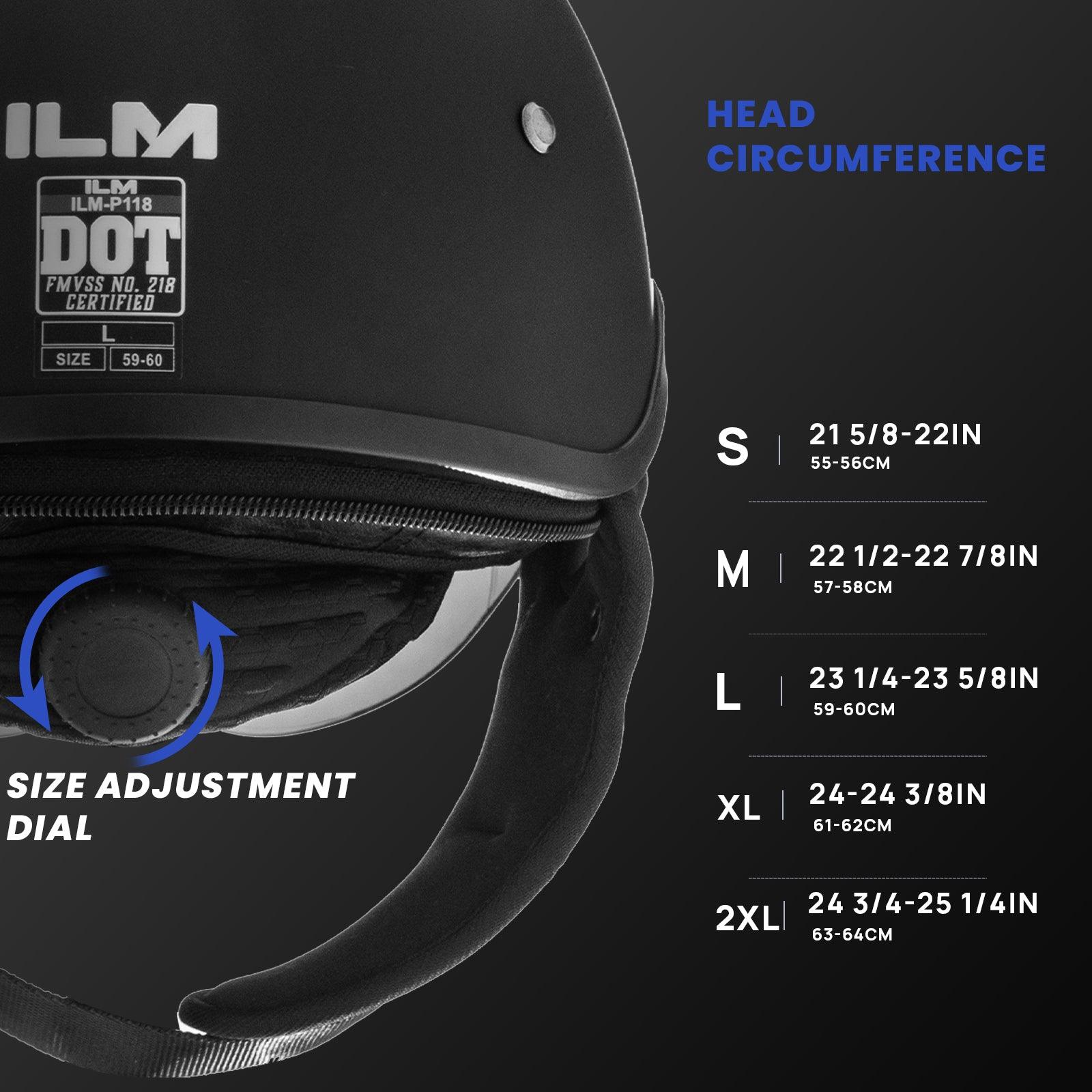 ILM Open Face Motorcycle Half Helmet Model P118 - ILM