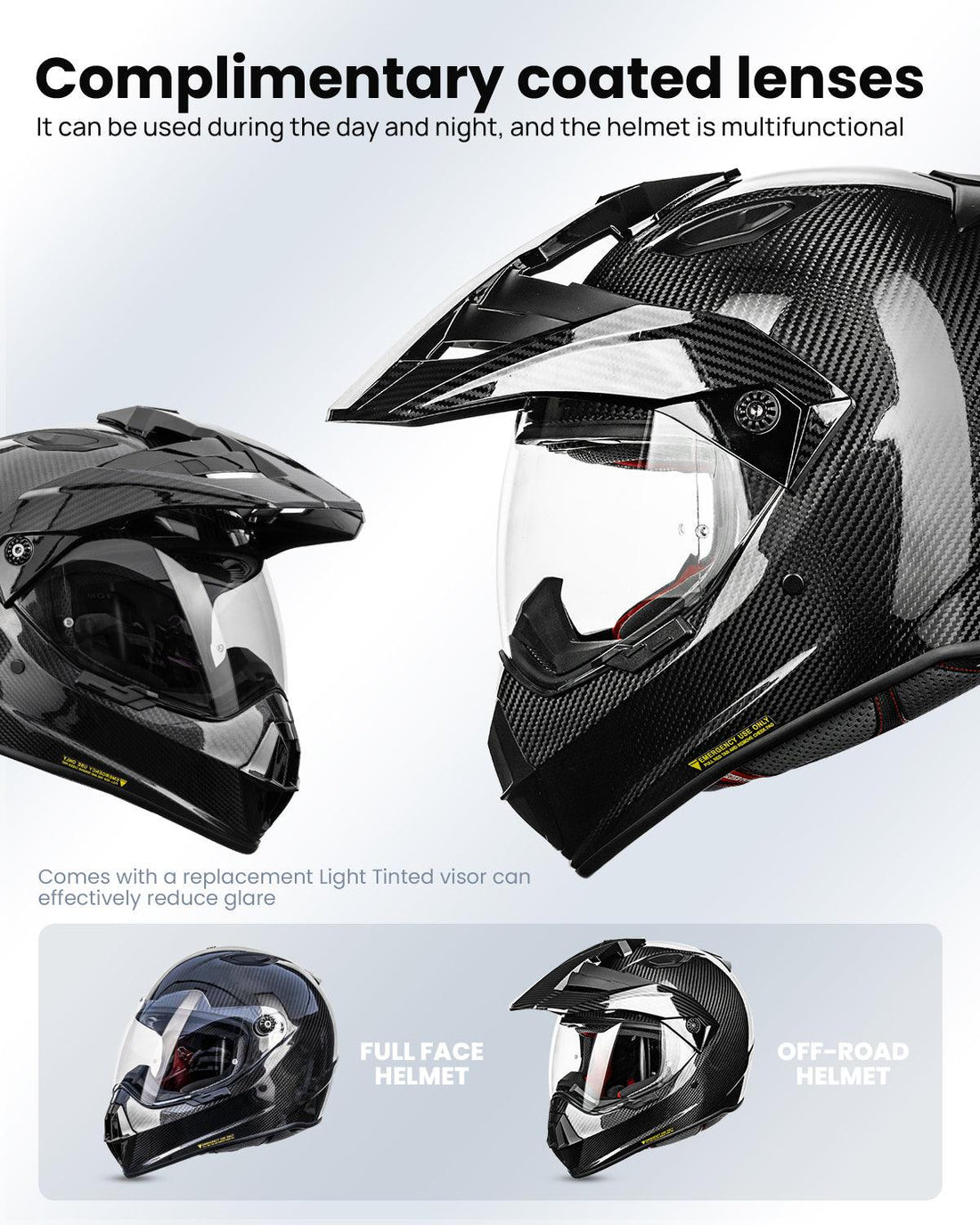 ILM Carbon Fiber Snell M2020D Full Face Motorcycle Adventure Helmet Model L13