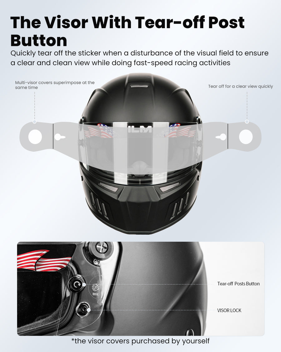 ILM Snell SA2020 Approved Auto Racing Lightweight Fiberglass Full Face Helmets Model 890