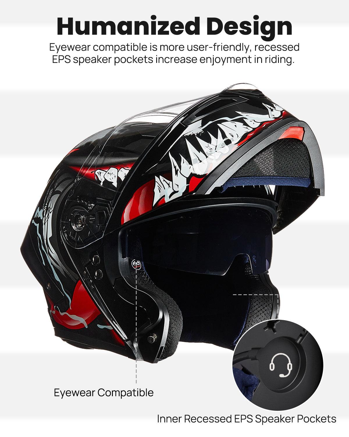 ILM Motorcycle Helmets Modular Full Face Moped Helmet Model WS202 - ILM