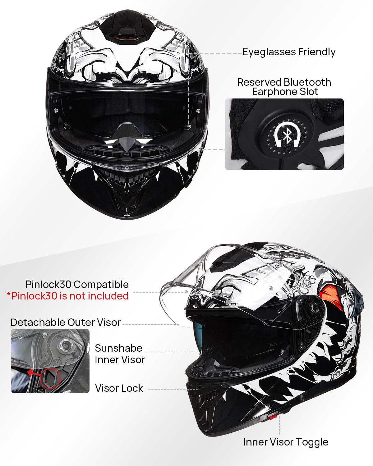 ILM Full Face Motorcycle Helmet Model 861A - ILM
