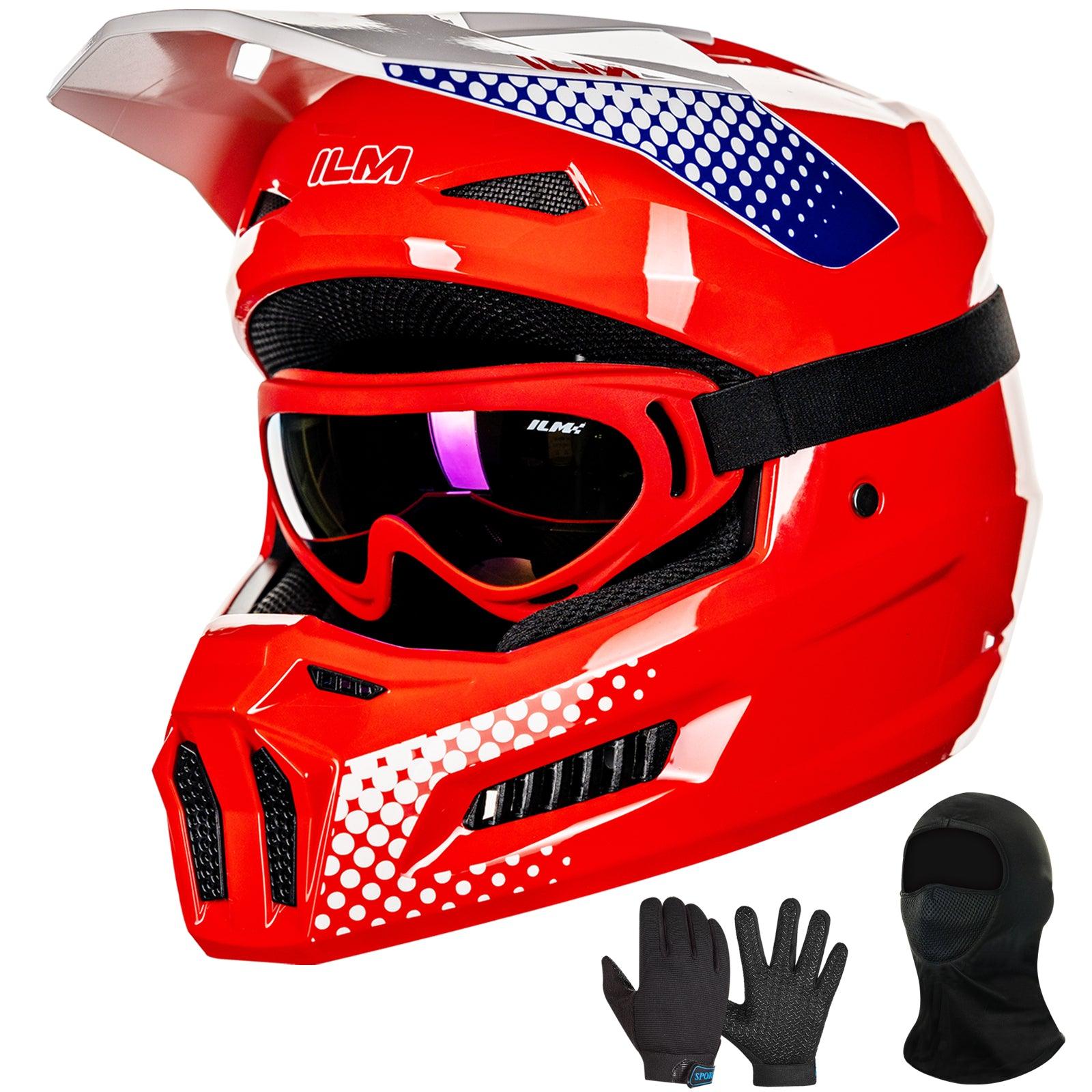 ILM Youth Dirt Bike Helmets Kids ATV Helmet with Goggles Gloves Mask Model MT601Y - ILM