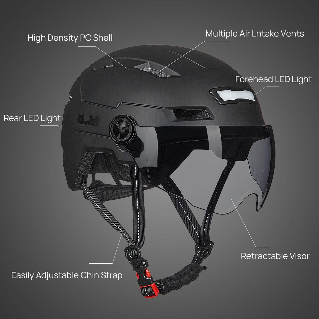 ILM E3-10L BIKE HELMET with USB Rechargeable LED Front and Back Light