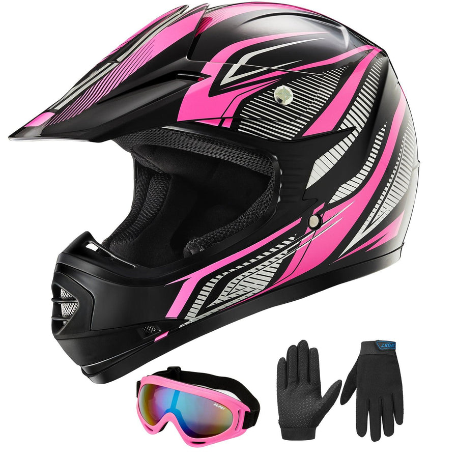 ILM Youth Kids ATV Motocross Helmet Goggles Sports Gloves Dirt Bike Mo