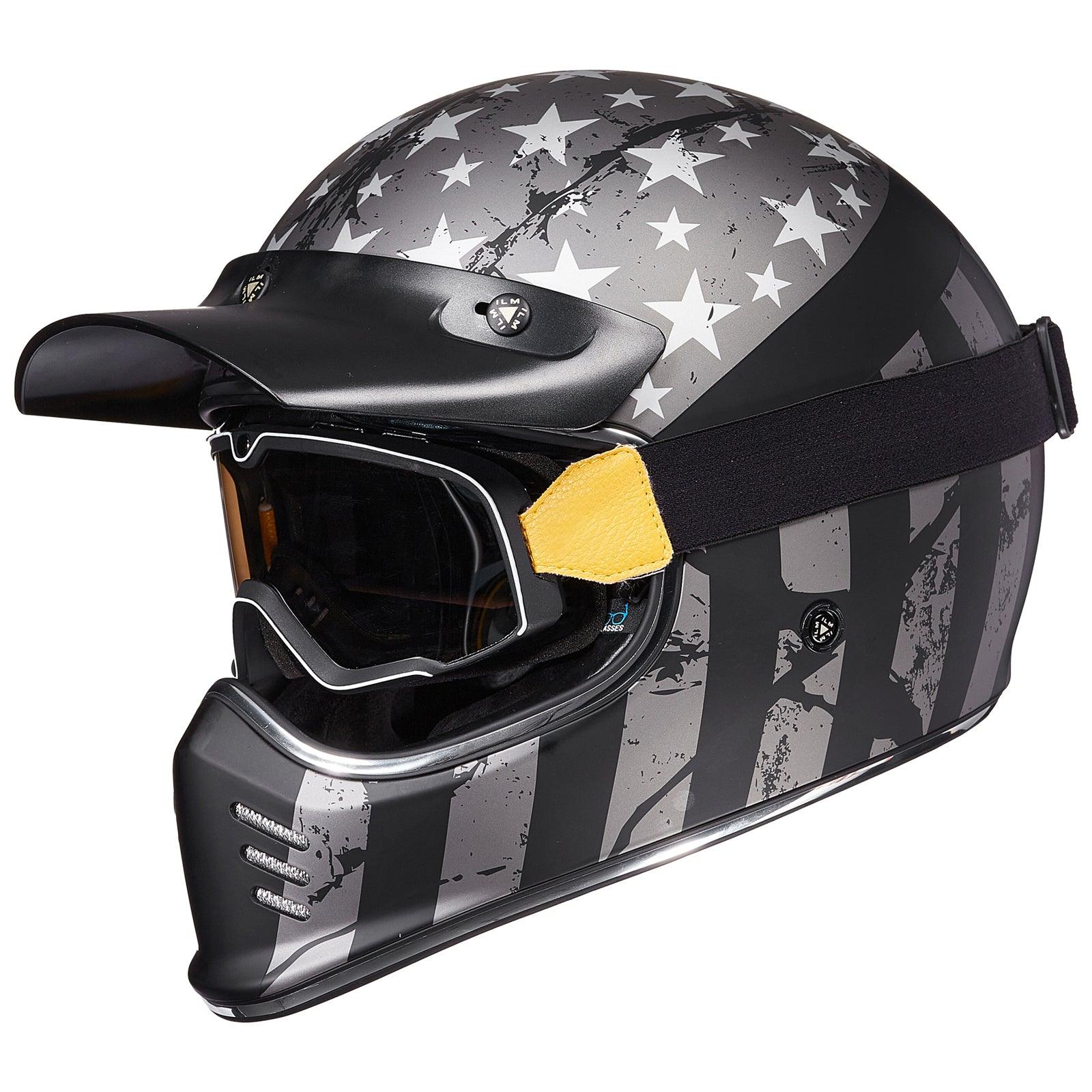 ILM Vintage Full Face Motorcycle Helmets Model Z502 - ILM