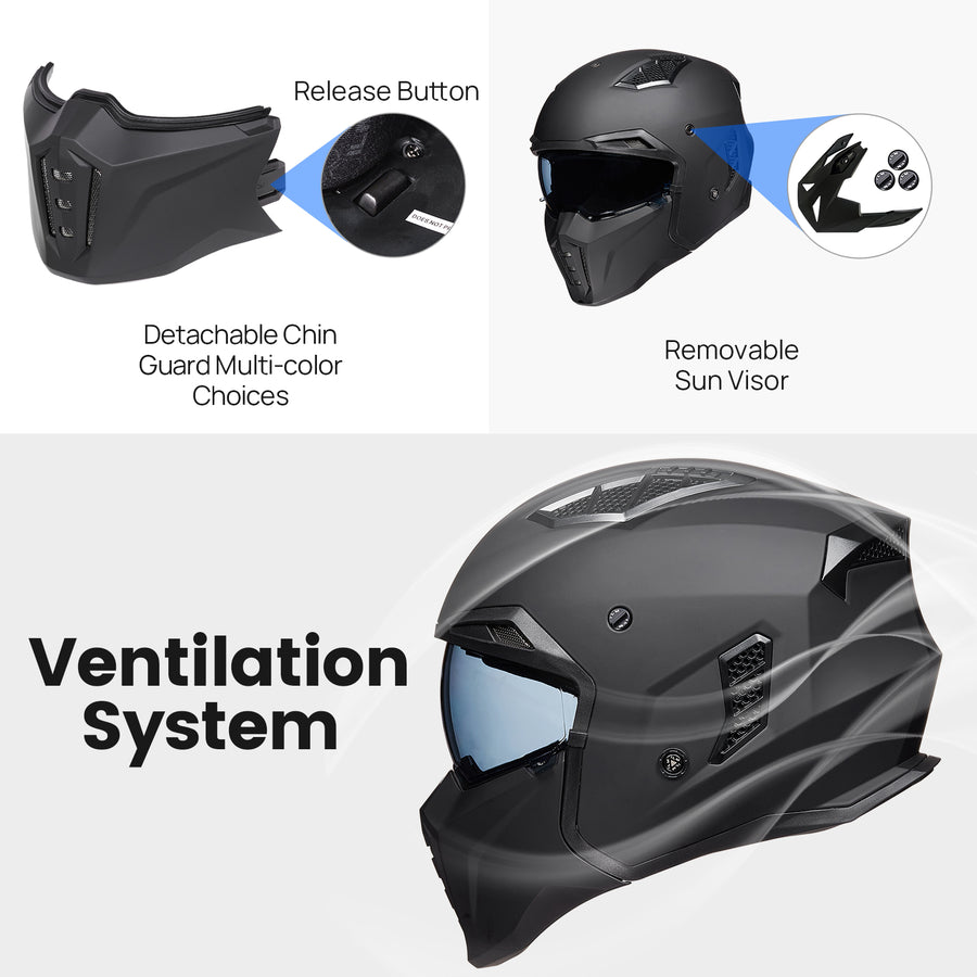 Open face motorcycle helmet shop with retractable sun visor