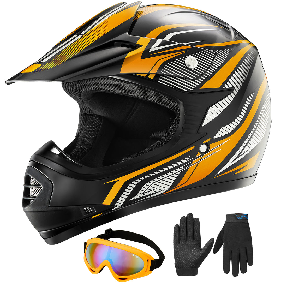 ILM Youth Kids ATV Motocross Helmet Goggles Sports Gloves Dirt Bike Mo
