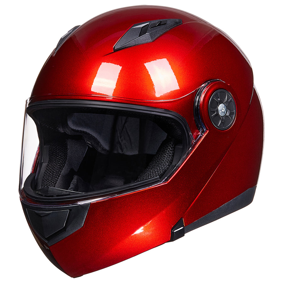 DOT Cherry Red Motorcycle Half Helmet with Visor