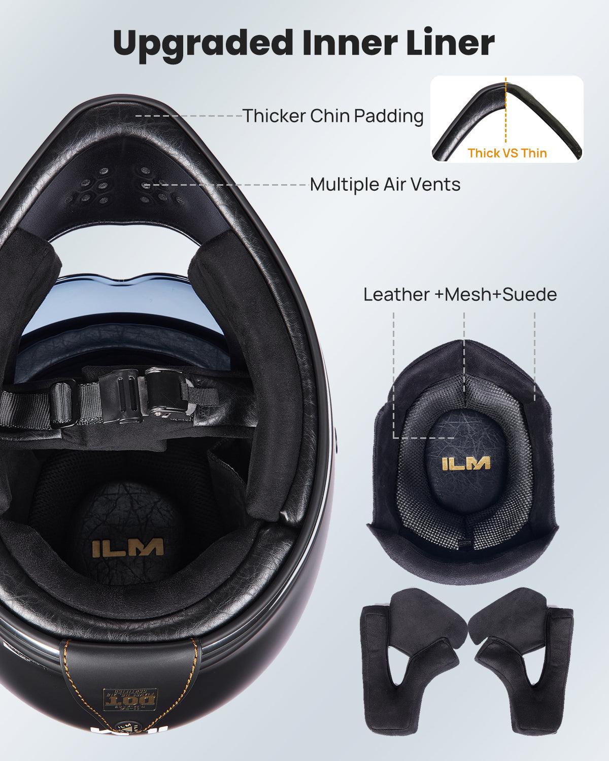 ILM Vintage Full Face Motorcycle Helmets Model Z502 - ILM