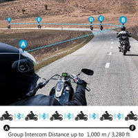 ILM Motorcycle 6 Rider Bluetooth Communication System with HD Camera